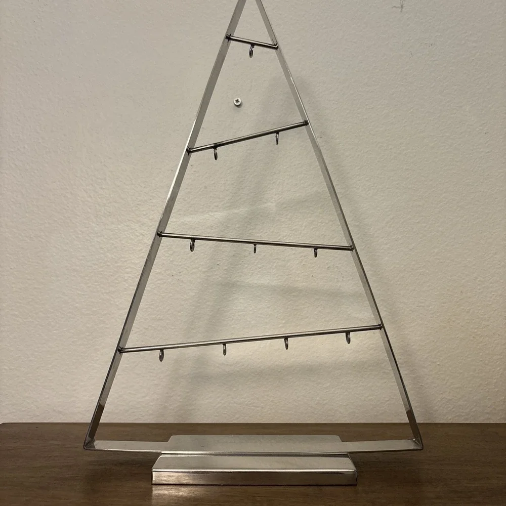 Crate & Barrel A Frame Ornament Metal Tree SILVER 16